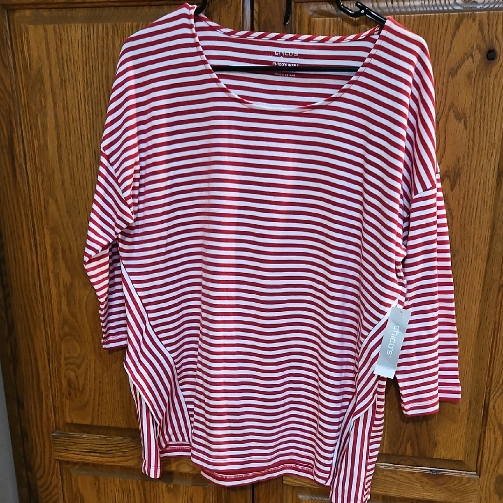 Chicos Red Striped Women's Top